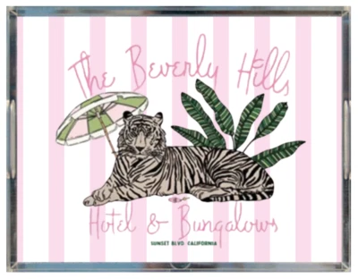 Beverly Hills Hotel Vanity Acrylic Tray , Tiger Kitchen Serving Acrylic Tray - Image 1 of 3