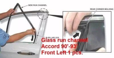 Juego de sellos de canal de funcionamiento de vidrio para Honda Accord 1990-1993 1 pieza solo delantero izquierdo Foto 1 de 4