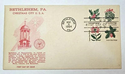 ESF 1964 FDC CHRISTMAS US FDC #1254-1257 Bethlehem 1st Cachet Mellone #7 Block 4 - Image 1 of 2