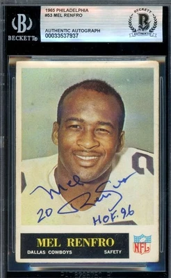 Mel Renfro Beckett BAS Signed 1965 Philadelphia Rookie Autograph Cowboys - Image 1 of 2