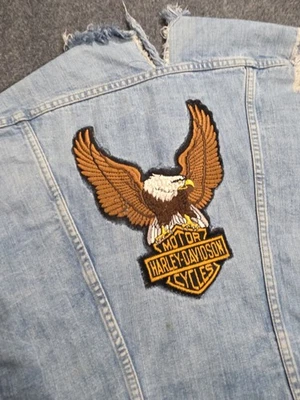 Parche Harley Davidson Maverick Blue Bell Denim Trucker picado verdadero vintage años 70 Foto 1 de 4