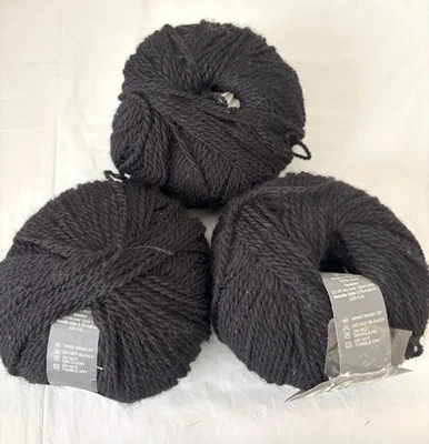 3 Bolas Ella Rae Clásico Deportivo Negro 100% Lana Hilo Hecho en Rumania Foto 1 de 2