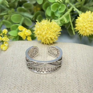 Vtg ITALY Euro Hallmarked Sterling Silver 925 Filigree Open Back Band Ring Sz 10 - Picture 1 of 10
