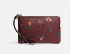 ❤️ Neu mit Etikett Coach CE920 Eckreißverschluss Handgelenktasche mit Weihnachtsglocken Druck UVP 98,00 $🌺💐 - Bild 1 von 5
