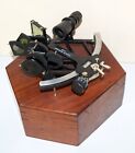 Nautical Brass Black Tamaya Sextant Fully Working Navigation With Wood Box GIFT
