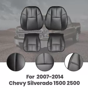 Front Driver & Passenger Seat Cover Black Fit Chevy Silverado 1500 2500 2007-14 - Foto 1 di 12