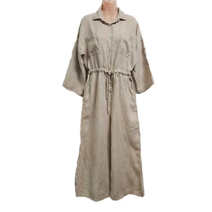 Mono de mujer Meo Meli pierna ancha talla única beige lino italiano - Imagen 1 de 17