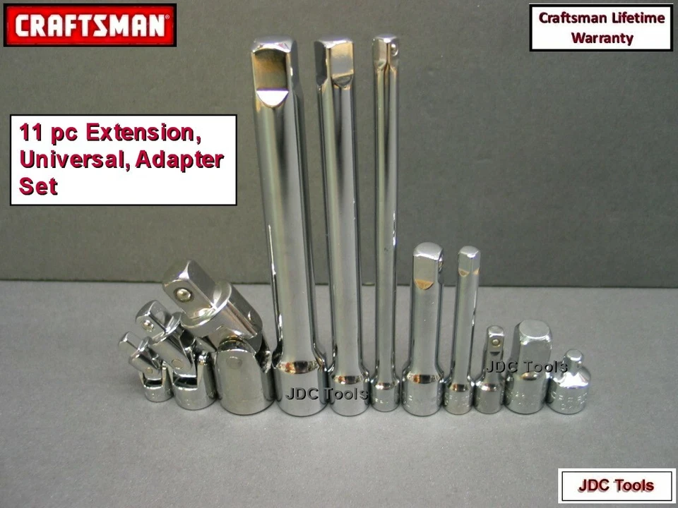 CRAFTSMAN 11pc 1/4 3/8 1/2 ratchet wrench socket extension universal adapter set - Image 1 of 3