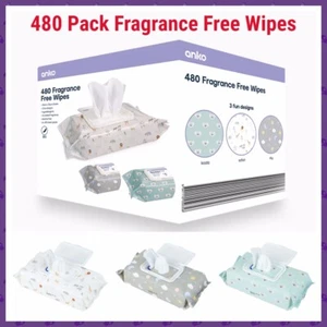 480 Pack Baby Wipes Fragrance Free Baby Wet Wipes Bulk Simply Water Soft Gentle - Picture 1 of 8
