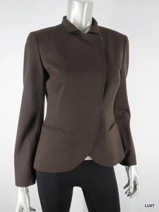 Chaqueta Blazer Lafayette 148 Talla 2 XS Marrón Lana Diagonal Asimétrica Frontal Trabajo - Imagen 1 de 12
