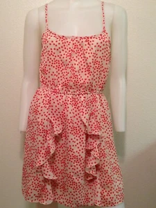 NEU RETRO STIL QUADRATISCHES MUSTER RÜSCHEN HELLBRAUN ROT KLEID URBAN BOHO SMALL - Bild 1 von 6