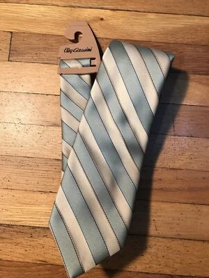 Corbata vintage Oleg Cassini EE. UU. verde a rayas nueva Foto 1 de 3