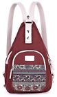 Mini Women Sling Chest Bag Canvas Backpack Small () Maroon