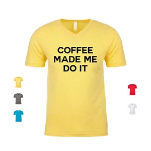 Camicia uomo scollo a V Coffee Made Me Do It cafe tazza tazza hot cappuccino latte - Foto 1 di 3