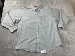 Peanuts Shirt Mens 16.5 32/33 Button Green Woodstock Embroidery Long Sleeve hole - Picture 1 of 14