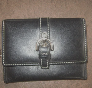 Vintage Coach Black Leather Buckle Card Holder "BRAND NEW" (NO BOX) - Picture 1 of 5