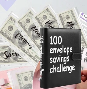 100 Envelopes Money Saving Challenge Binder, Save 5050 Dollars 100 Day Envelope - Picture 1 of 4