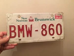Vintage New Brunswick Canada License Plate “VANITY” ( BMW - 860 ) BMW CAR - Picture 1 of 7