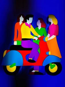 All together | Marco Lodola Scultura Luminosa in Plexiglass e Neon 100x12 cm - Foto 1 di 1