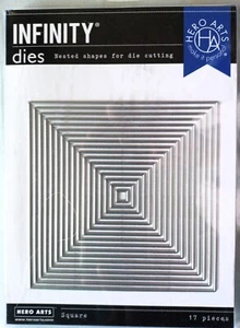 Nesting Squares Infinity Thin Metal 17 Die Set by Hero Arts DI713 NEW! - Picture 1 of 3