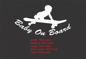 Skateboard Baby on Board Safety Sign Sticker for Car Window Bumper Decal - Picture 1 of 2