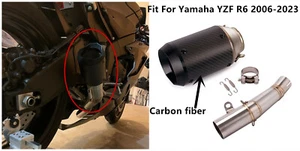 Slip on For Yamaha YZF R6 2006-2023 Exhaust System Carbon Muffler Mid Pipe 61mm - Bild 1 von 13