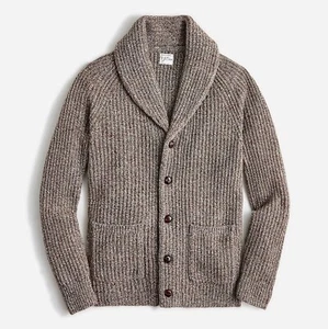 J. Cárdigan CREW para hombre resistente mezcla de lana merino suéter avellana marmolada - nuevo con etiquetas - Imagen 1 de 4