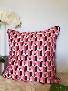 NWT Kate Spade New York Tulip Embellished DECO Throw Pillow 18x18 Pink Blue RARE - Picture 1 of 11