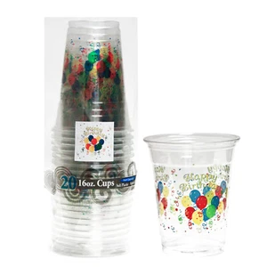 1 Party Essentials 16 Oz. Soft Plastic Cups-Happy Birthday 20 Ct. - Picture 1 of 1