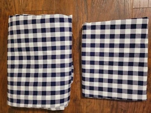 Pottery Barn Kids Check Organic Navy Check Twin Duvet Cover & Sham - Picture 1 of 2