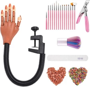 Practice Hand for Acrylic Nails-Flexible Moveable Nail Practice Hand Kits3D Nai - Picture 1 of 5