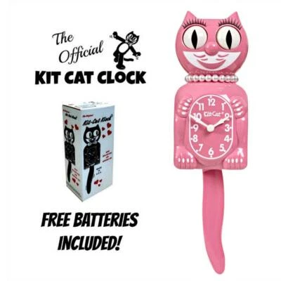 PINK SATIN LADY KIT CAT CLOCK 15.5" Free Battery USA MADE Official Kit-Cat Klock - Image 1 of 4