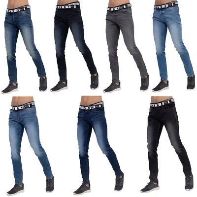 Pantalones de mezclilla Crosshatch para hombre elásticos calce ajustado pierna recta con cinturón gratis Foto 1 de 4
