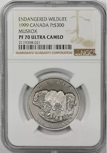 Kanada 1999 300 Dollar Platin Muskox Tier NGC Proof 70UC 1oz Platin. 1500 - Bild 1 von 2