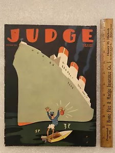1932 Sept. Judge Magazine Ocean Liner Cover Red Grange Football Nudist Colony - Picture 1 of 22
