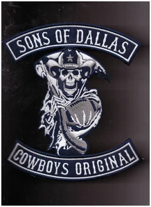 New 8 x 9" Dallas Cowboys Grim Reaper Iron on Patch Free Ship - Picture 1 of 1