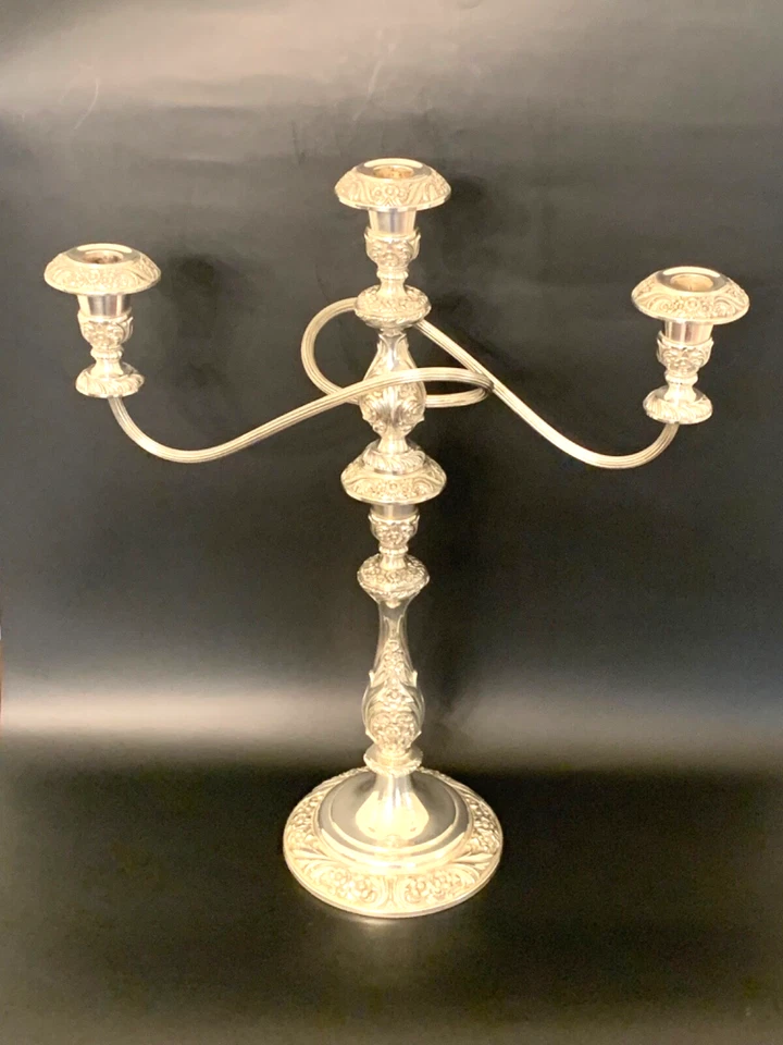1847 Rogers Bros. HERITAGE Silverplate 3 Light Candelabra 18.75" Tall SUPER NICE - Image 1 of 4