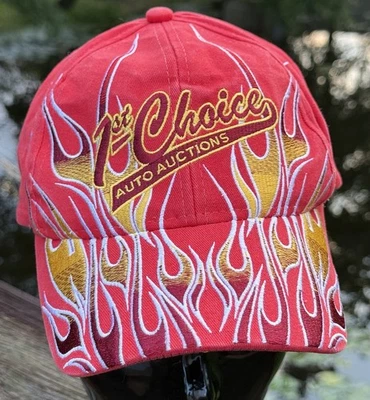 Louisiana's 1st Choice Auto Auction Hat Red Flame Baseball Cap (NEEDS REPAIR) - Image 1 of 4