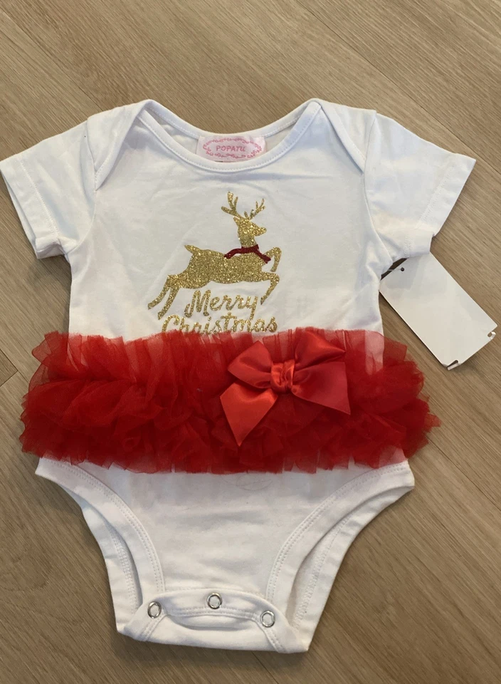 Bebé Niña Volantes Navidad Vacaciones Body Una Pieza Talla 18 Meses Nuevo Foto 1 de 4