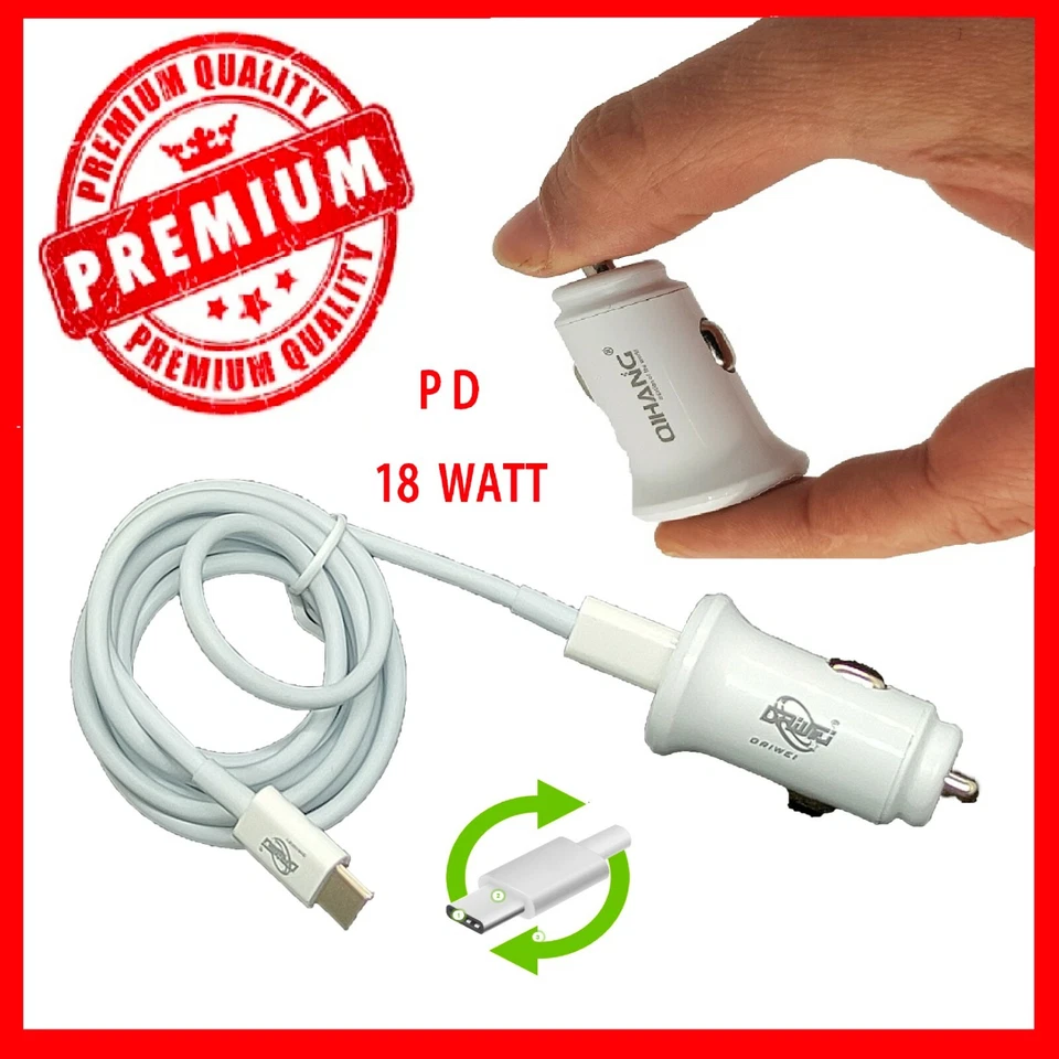 CAVO CARICATORE RAPIDO CAMION AUTO PER IPHONE 14 13 12 11 PD TYPE C ACCENDINO - Immagine 1 di 4