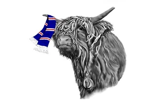 Rangers FC Highland Cow A3 A4 Print Poster Football Glasgow Unframed - Picture 1 of 1