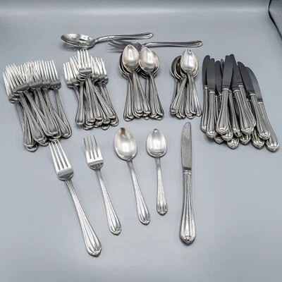 Gorham Melon Bud Cubiertos de Acero Inoxidable Tenedor de Servicio Cucharadita Cuchara 68 Piezas Foto 1 de 4