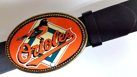 BALTIMORE ORIOLES EPOXY PHOTO BUCKLE & Black Bonded Leather Belt -NEW! Cover