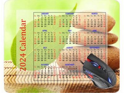 2024 Calendar Mouse Pad with Holidays,Begonia Red Rectangle Gaming Mouse Pads - Image 1 of 4