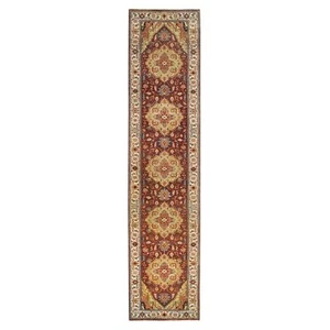 2'7"x12'1" Red Hand Knotted Fine Heris Re-Creation Wool Runner Rug R65478 - Picture 1 of 8