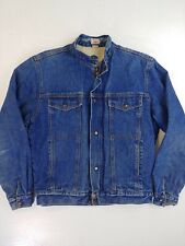 Vintage 80s BRITTANIA OUTERWEAR Blue Jean Denim Jacket rare medium lined sherpa