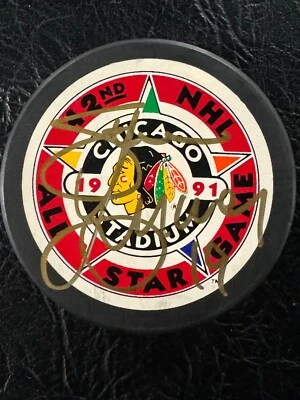 Steve Yzerman Autographed Signed Chicago Stadium 1991 All Star Game Puck JSA COA - Image 1 of 3