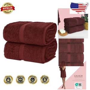 Cranberry 100% Cotton Turkish Bath Towels - Set of 2, Luxurious 35''x70'' Size - Picture 1 of 8