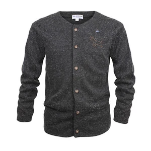 Cárdigan punto hombre chaqueta vegano gris negro melange | By Johanna manga larga - Imagen 1 de 6