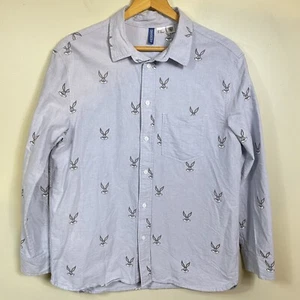 Camisa Dividida H&M Para Hombres Mediana Looney Tunes Bugs Bunny Gris Manga Larga Abotonada - Imagen 1 de 8